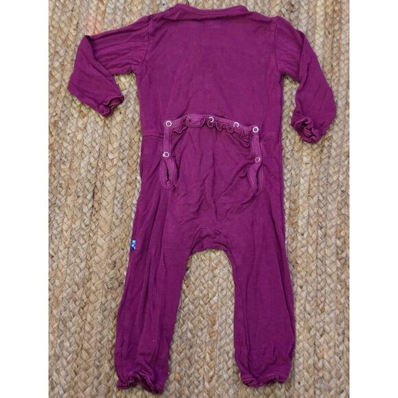 KicKee Pants Little Girls Basic Muffin‎ Ruffle Footie with Snaps 6-9months - Picture 2 of 4